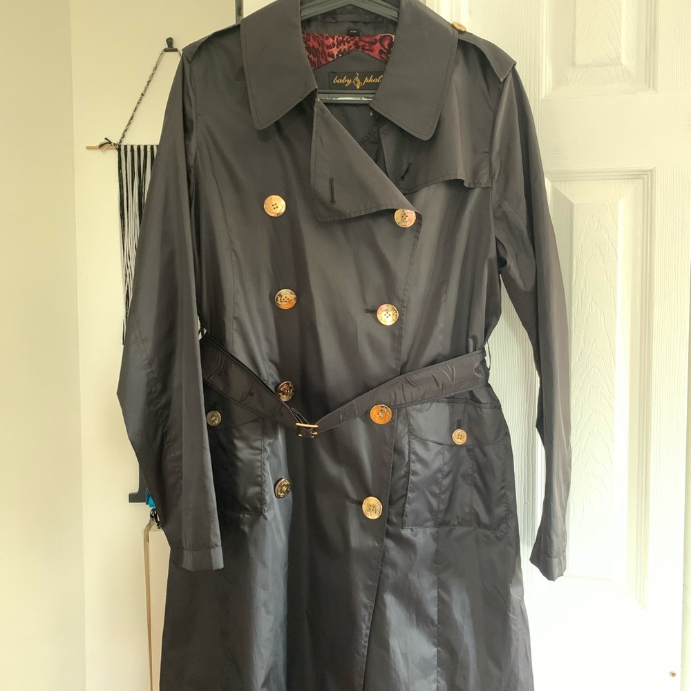 Rare Baby Phat Raincoat w/ red cheetah print & gold hardware y2k fashion 2000s